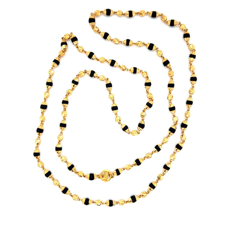 22K Gold Dark Beaded Tulsi Mala 25 Inch