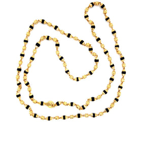 22K Gold Dark Beaded Tulsi Mala 24.5 Inch