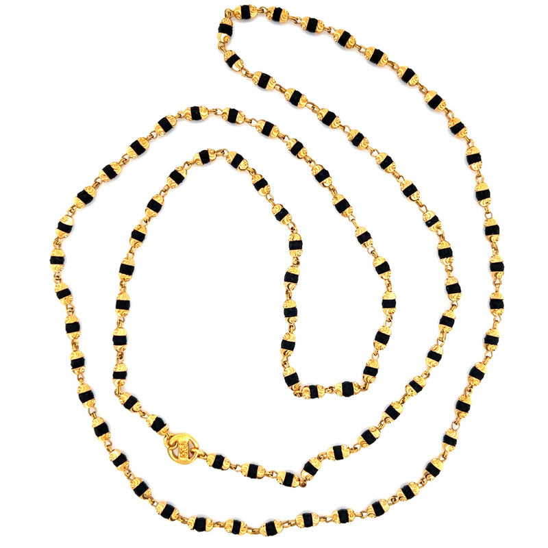 22K Gold Dark Beaded Tulsi Mala 26 Inch