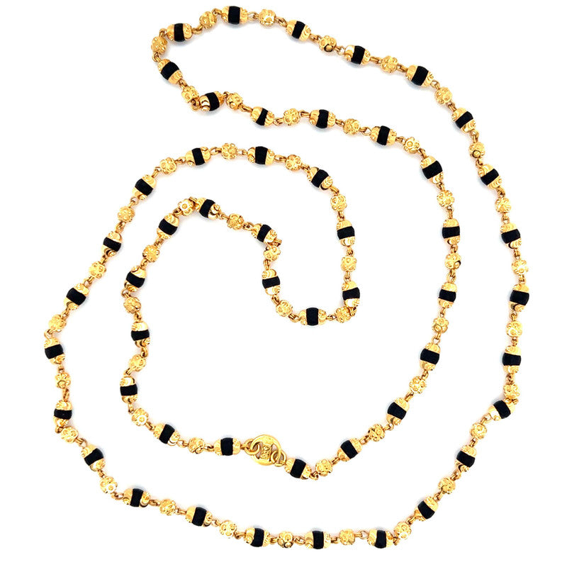 22K Gold Dark Bead Tulsi Mala 25.5 Inch