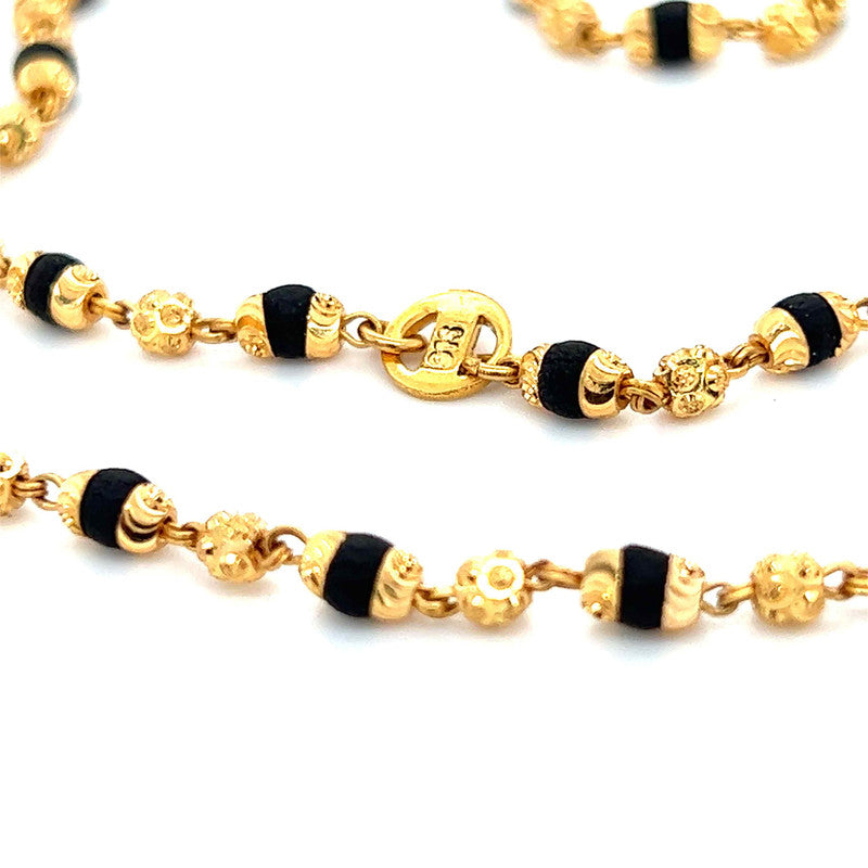 22K Gold Dark Bead Tulsi Mala 25.5 Inch