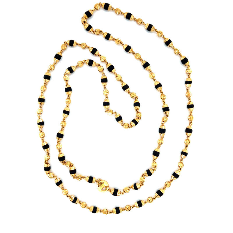 22K Gold Dark Bead Tulsi Mala 24 Inch