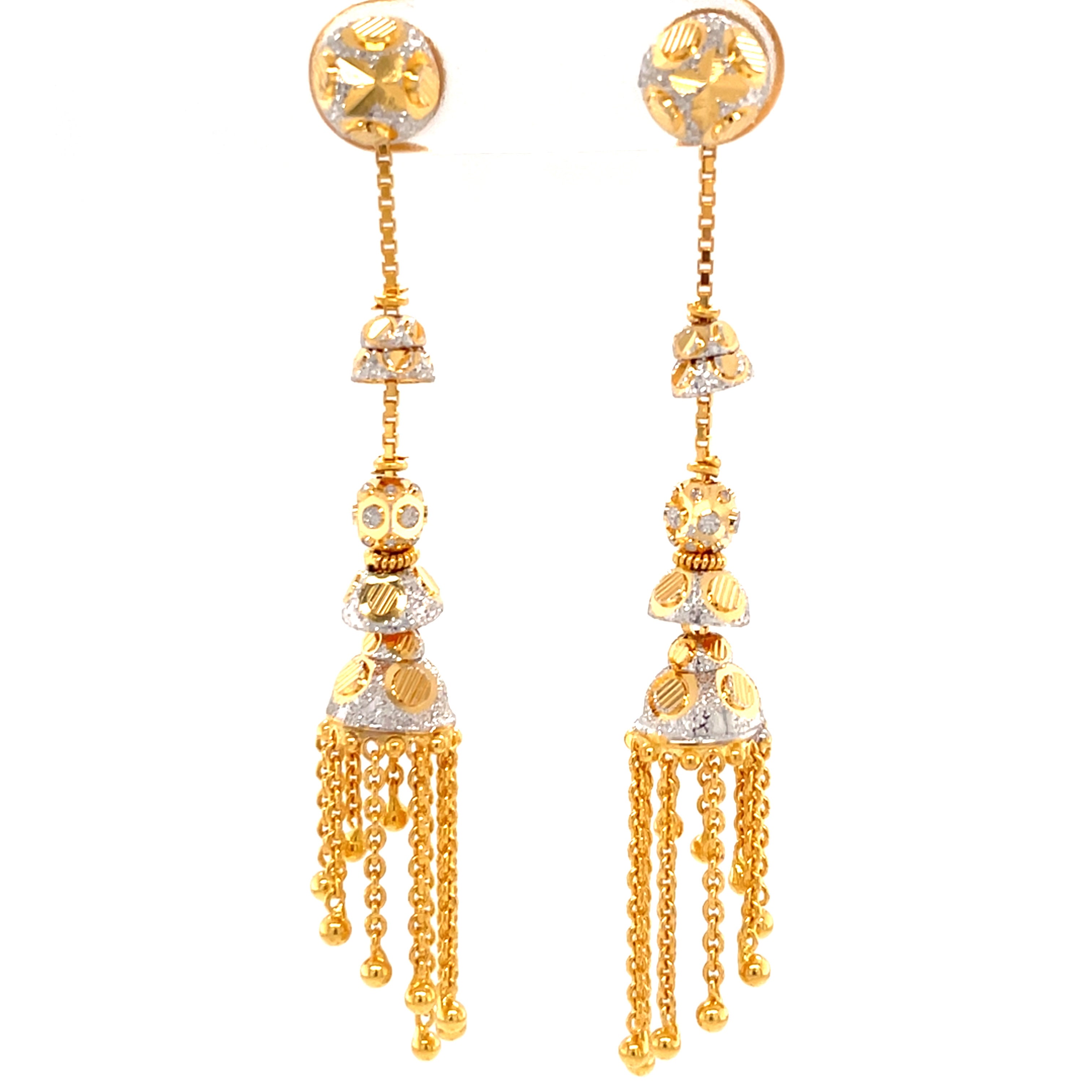 22K Gold CZ Cupola Rainfall Jhumka Earrings – Gold Palace